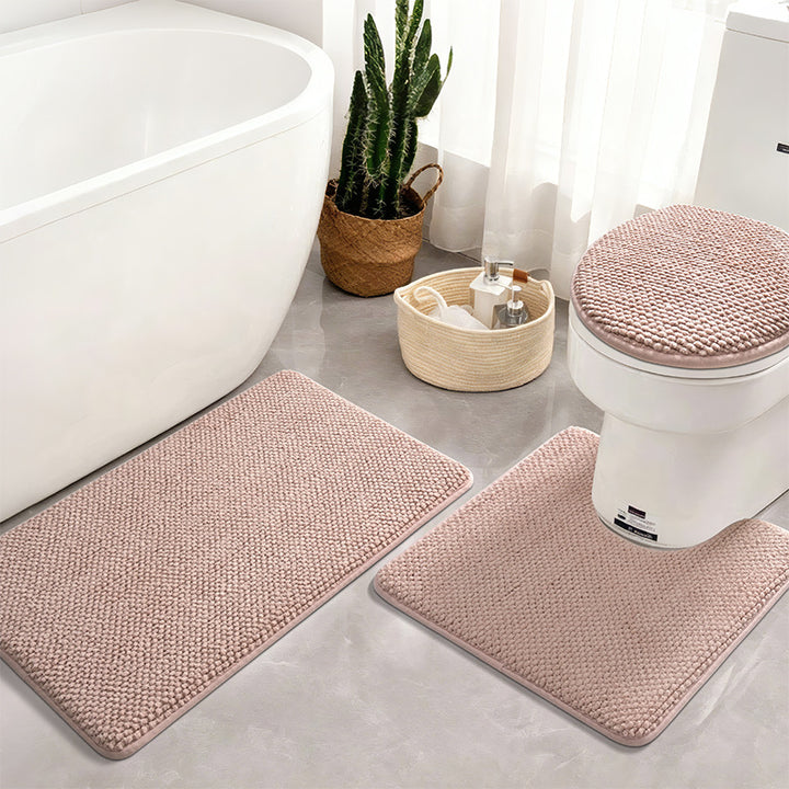 Strukturierte Badematte und Toilettensitzabdeckung Set