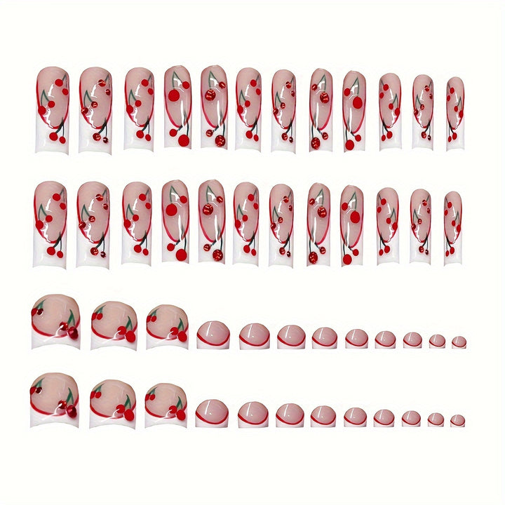 Dekorative Kirsch-Themen Press-On Nägel Karnz