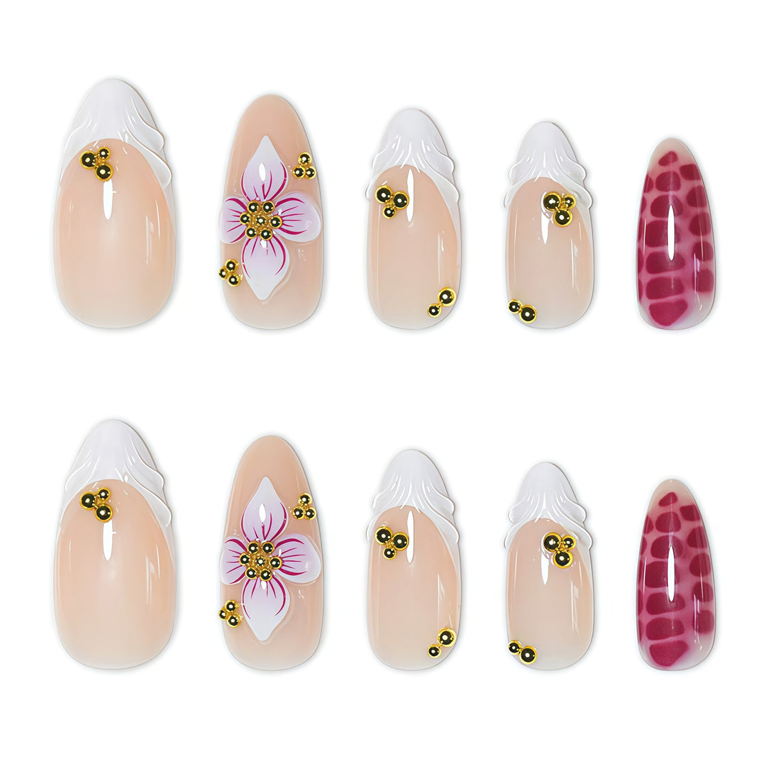 Floral Akzent Nagelkunst Verlängerungen Karnz