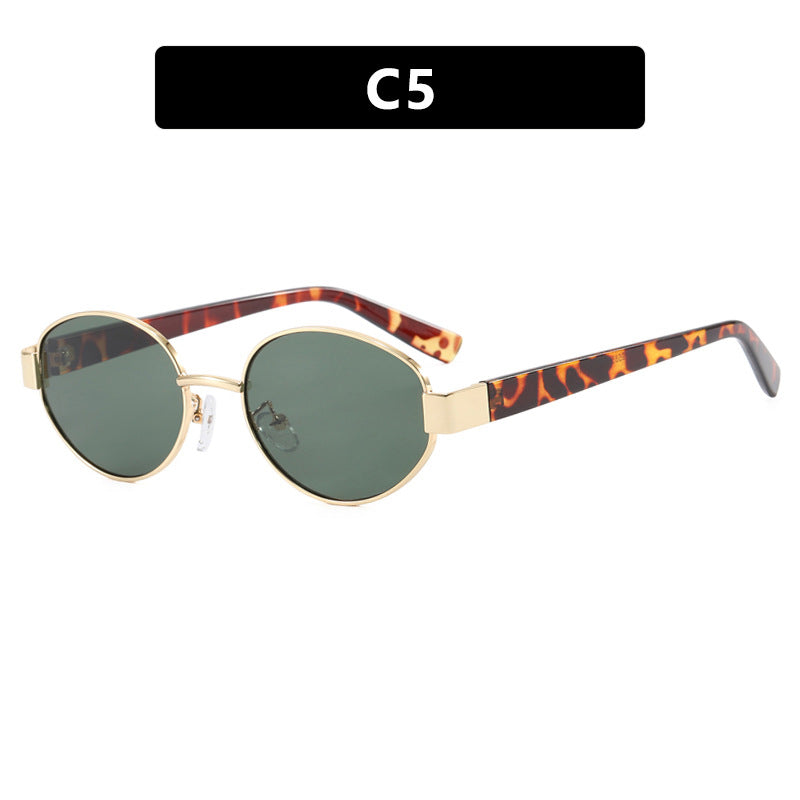 Damen modische Sonnenbrille mit exklusivem Leopardenmuster und elegantem Metallrahmen Karnz