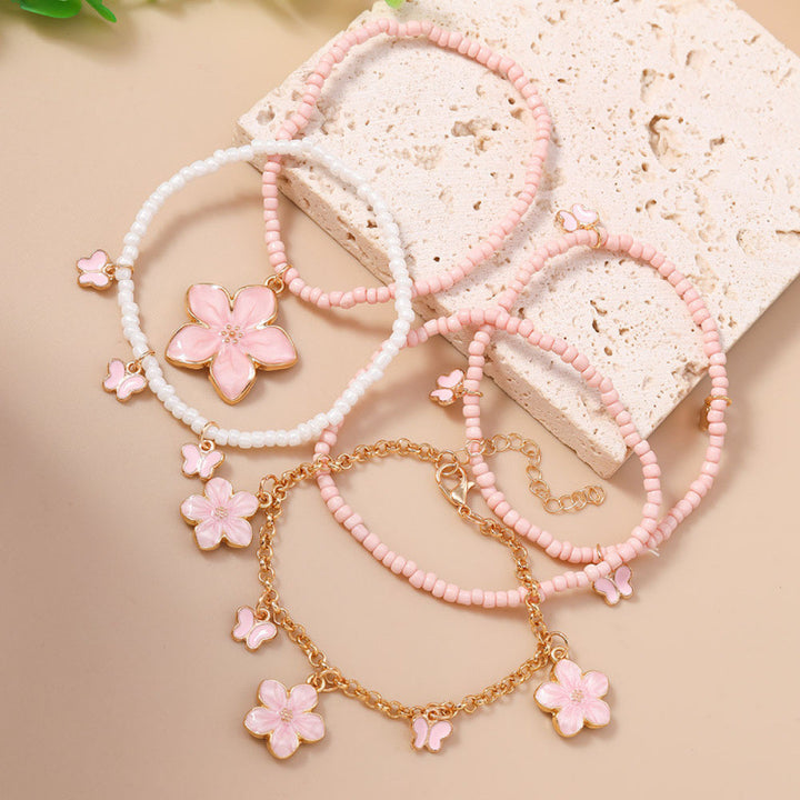 Blumen Charm Armband Set Karnz