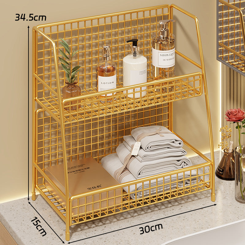 Multi-Ebenen Drahtgitter Arbeitsplattenorganizer mit schrägem Rahmen und belüfteten Mesh-Regalen