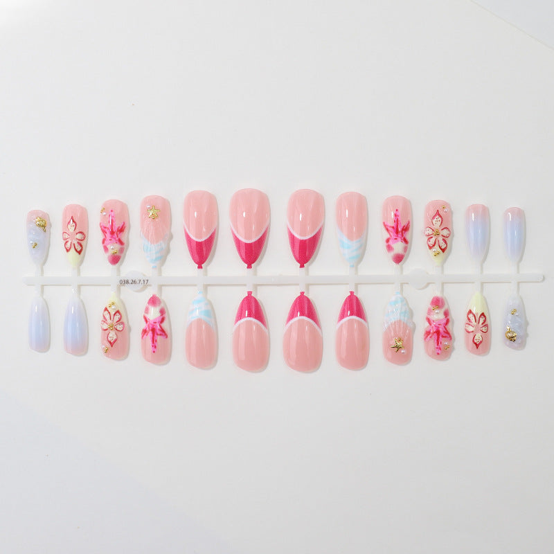 Künstlerische florale Press-On Nagelspitzen Karnz