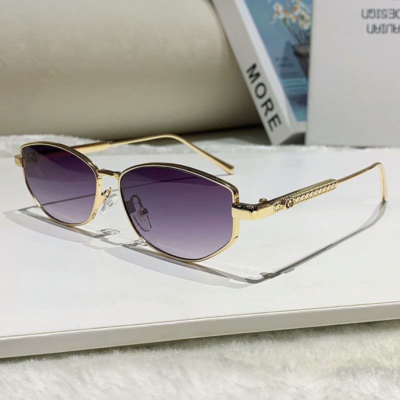 Damen elegante Sonnenbrille mit funkelndem Metallrahmen Karnz