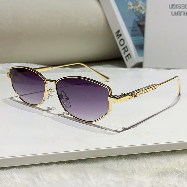 Damen elegante Sonnenbrille mit funkelndem Metallrahmen Karnz