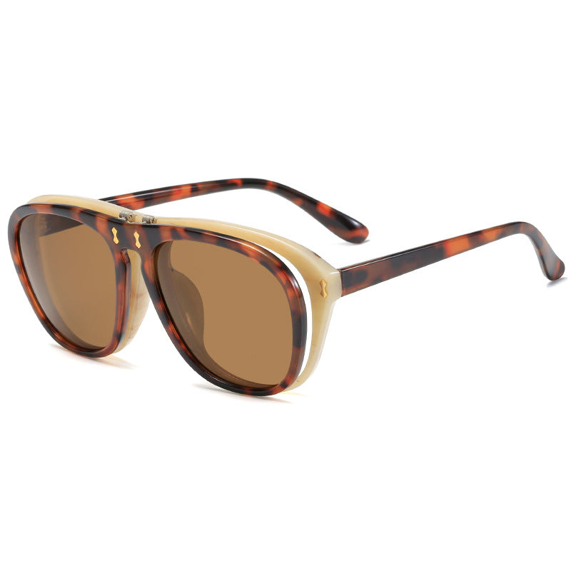 Damen moderne oversized Sonnenbrille mit einzigartigem Tortoise-Design Karnz
