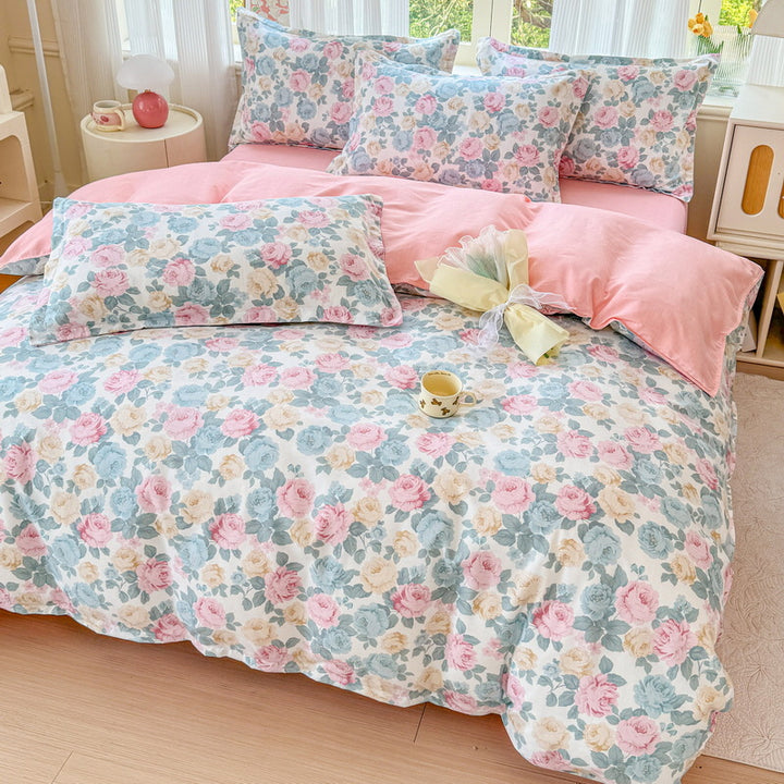 Blumenmuster Wende Bettbezug Set
