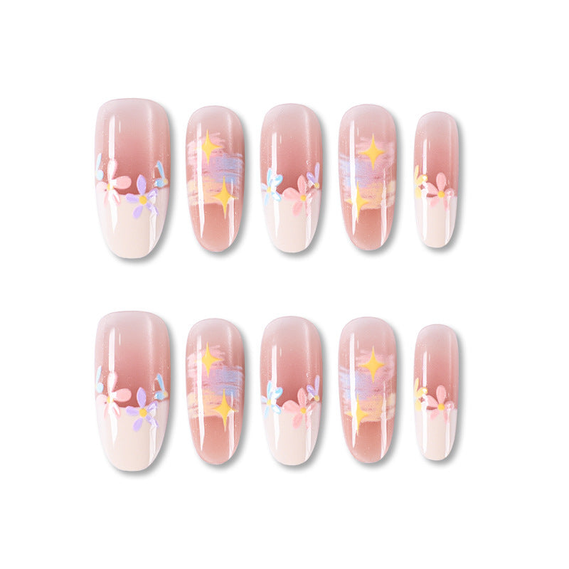 Florales Dekoratives Press-On-Nagel-Set Karnz
