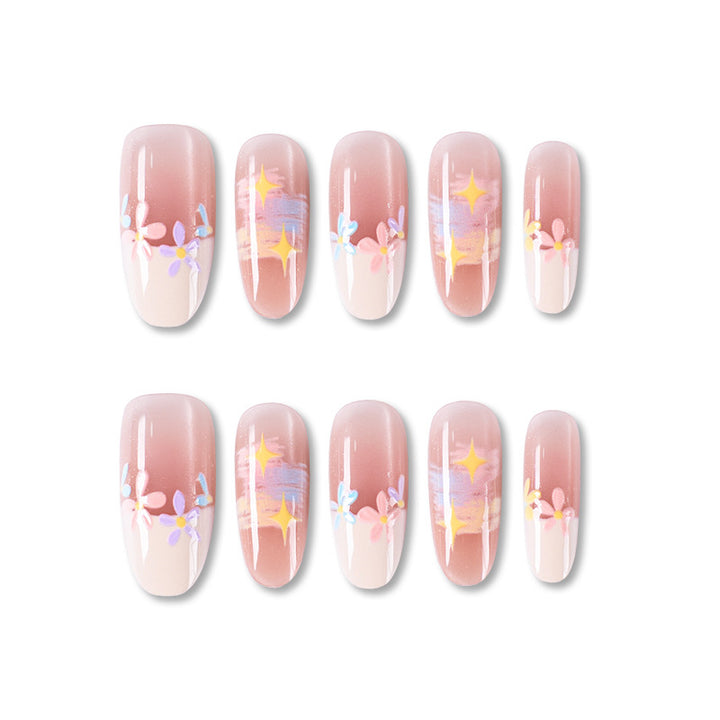 Florales Dekoratives Press-On-Nagel-Set Karnz
