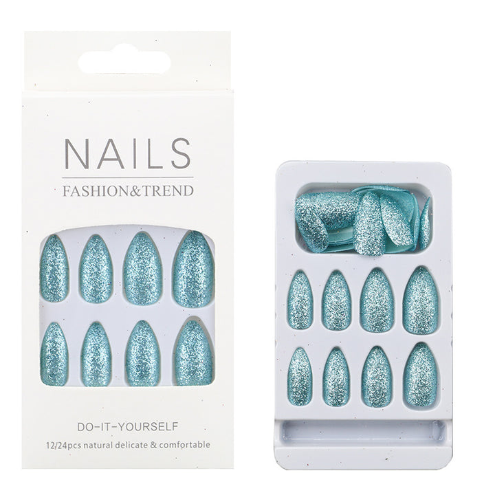 Glitzernde mandelförmige Press-On Nagelspitzen Karnz