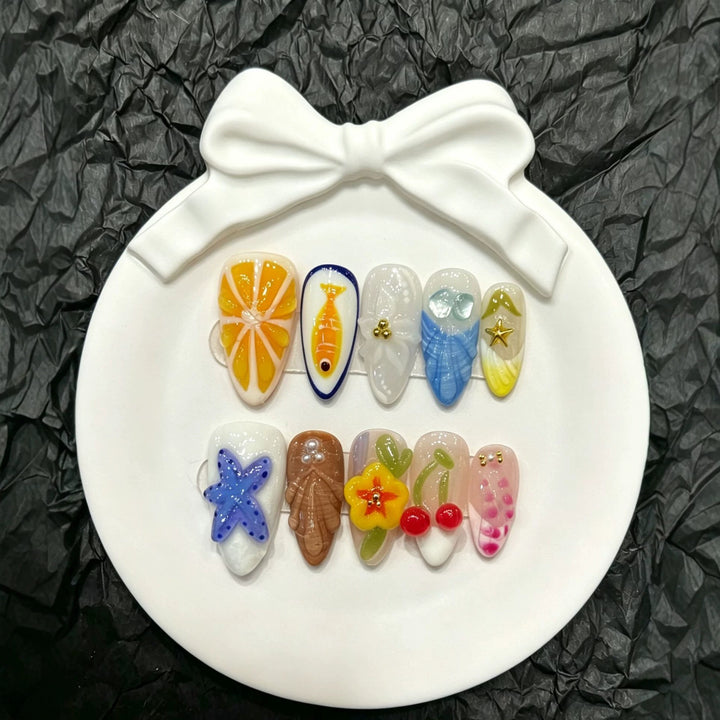 Verspieltes Künstlerisches Press-On Nagelset