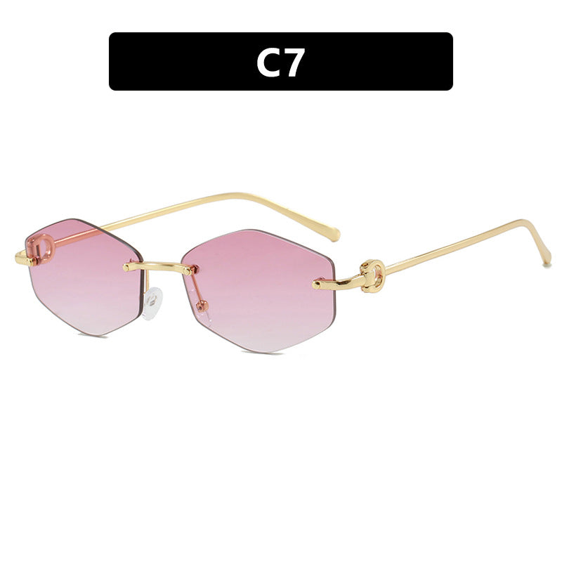 Damen modische Sonnenbrille mit hexagonalem Gestell und luxuriösen Akzenten Karnz