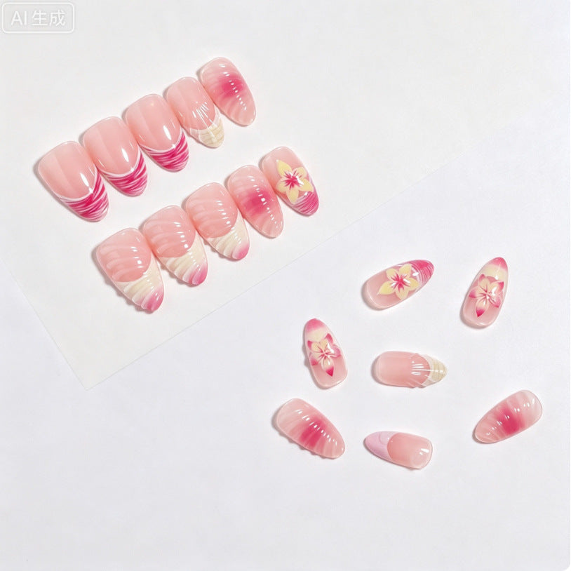 Elegantes blumenförmiges Press-On-Nagel-Set Karnz