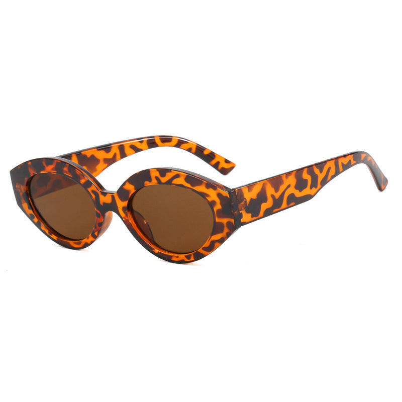 Damen trendige Katzenaugen-Sonnenbrille mit animalischem Muster Karnz