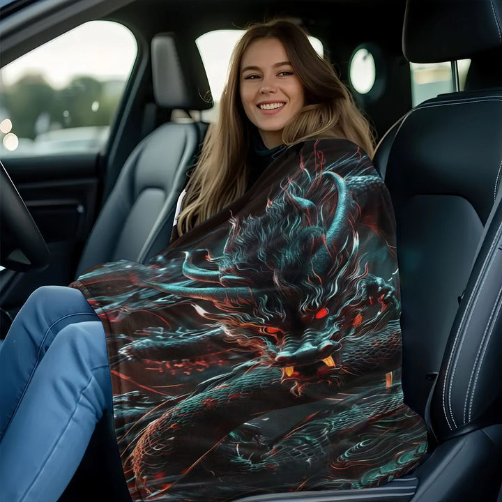 Übergröße Drachenmotiv Plüschdecke