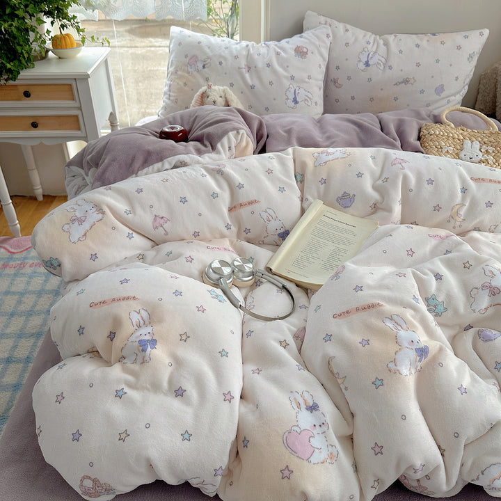 Ultra-Plüsch Teddy-Motiv Mikrofleece Komfortdecke mit gestepptem Loft