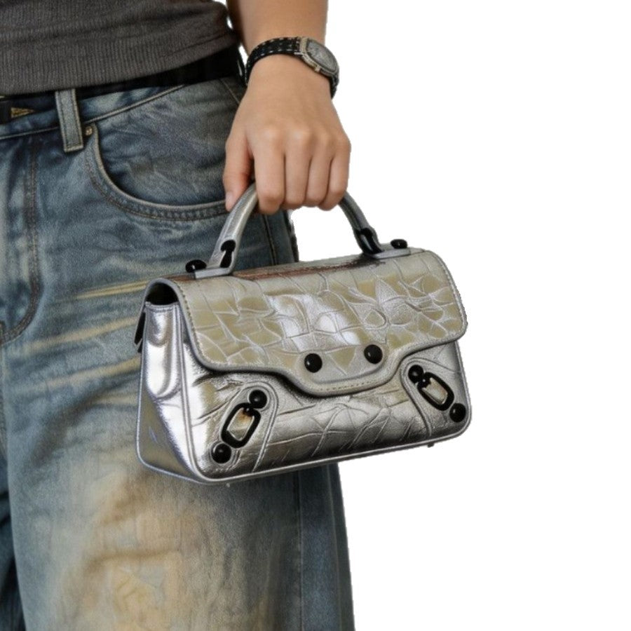 Mini Texturiertes Top-Handle Umhängetasche