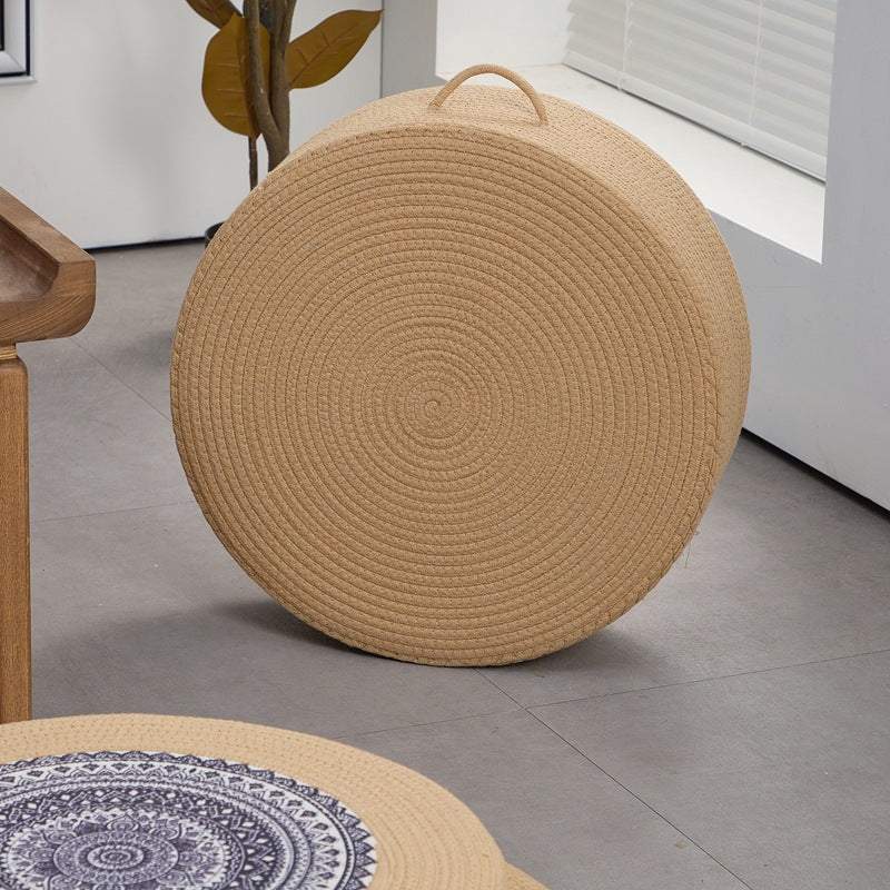 Runder Kunstleder Pouf Karnz