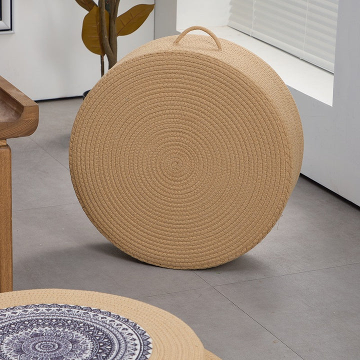 Runder Kunstleder Pouf Karnz