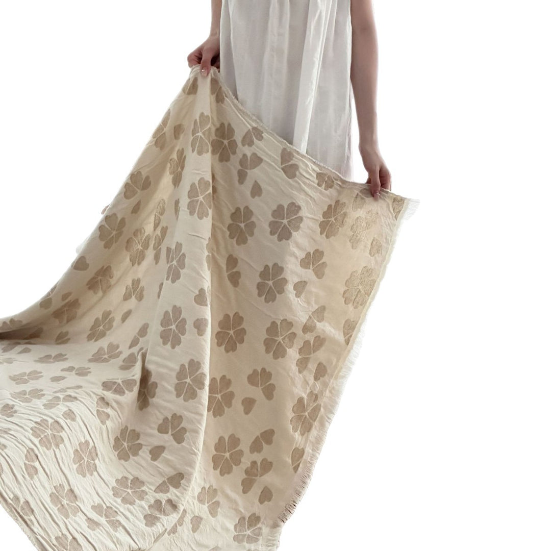 Leichtgewichtige Baumwoll-Jacquard-Fransen-Wurfdecke