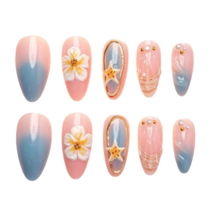 Künstlerisches Nageldesign-Set mit floralen und maritimen Akzenten Karnz