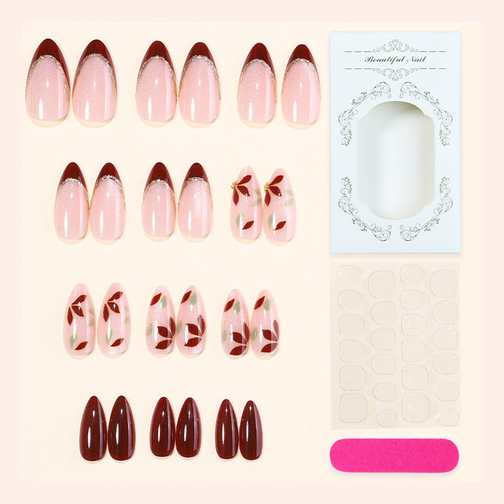 Elegante Press-On-Nagel-Set mit Floralart Karnz