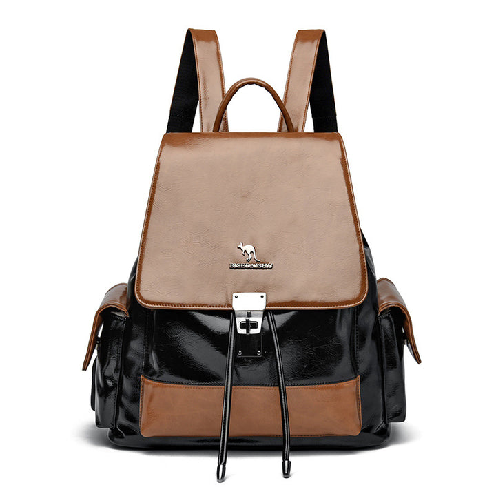 Stilvolle Multi-Taschen Leder Rucksack