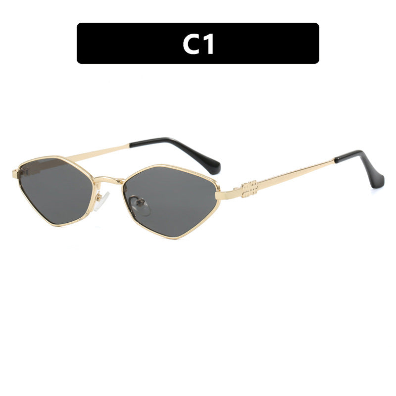 Damen geometrische Sonnenbrille mit glänzendem Metallrahmen und polarisierten Gläsern Karnz