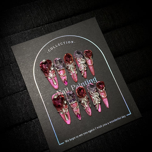Glamouröse mit Strass akzentuierte Press-On Nagelset