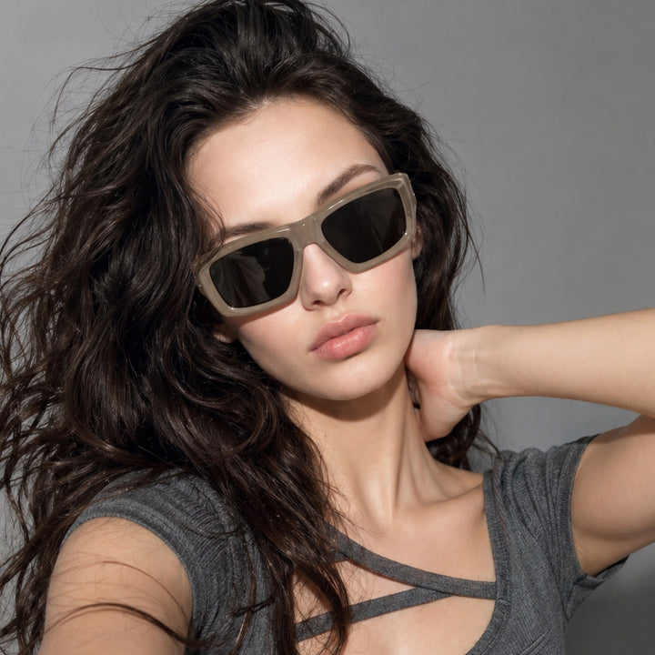 Damen oversized geometrische Sonnenbrille mit modernem Rahmen Karnz