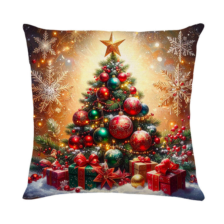 Holiday Luxe Shimmer Schleife & Bauble Digital-Print Quadratisches Kissenbezug