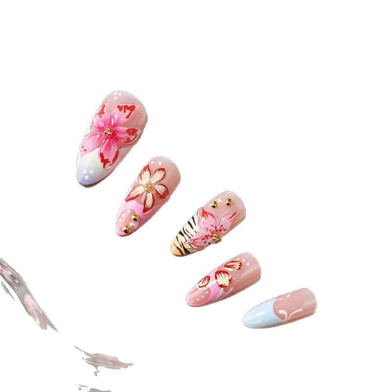 Künstlerisches Floral-Themen Fingernagel-Set Karnz