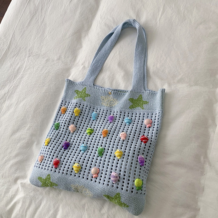 Bunte Dekorative Häkel Tote Bag Karnz