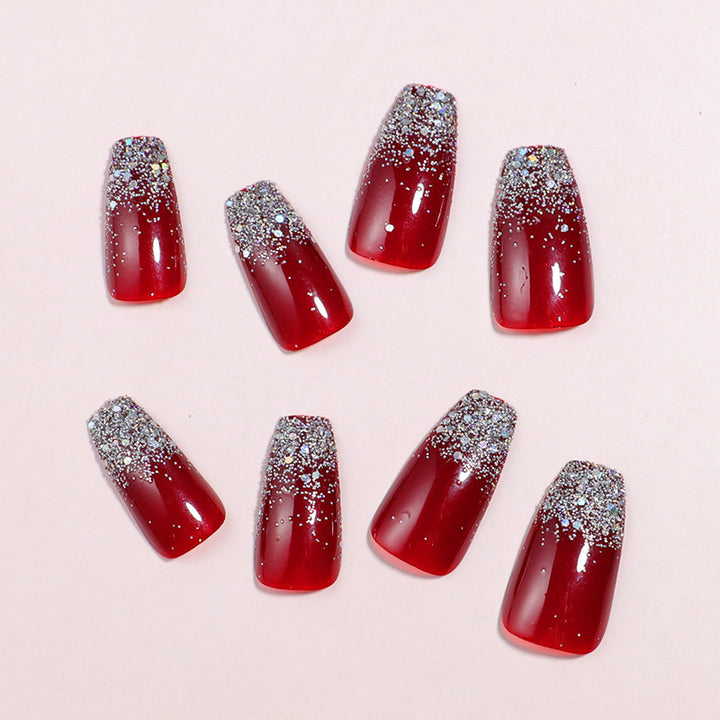 Eleganter Glitzernder Press-On Nail Set Karnz