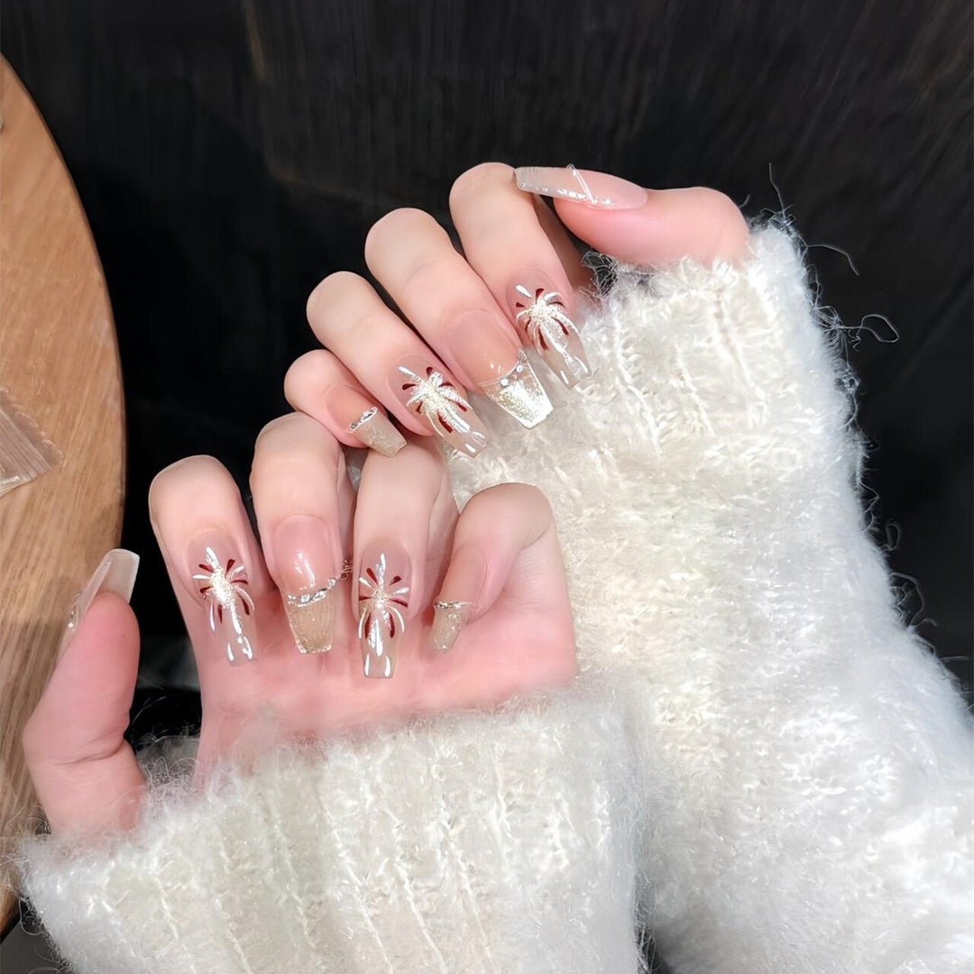 Elegantes florales Press-On-Nageldesign-Kit Karnz