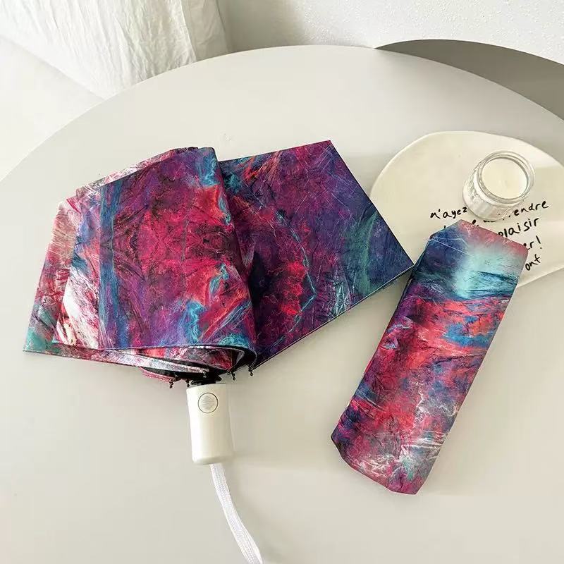 Damen Faltbarer Regenschirm mit kreativem Kunstdesign Karnz