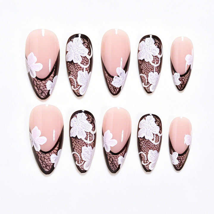 Elegante florale Spitzen-Nagelkunst-Wickel Karnz