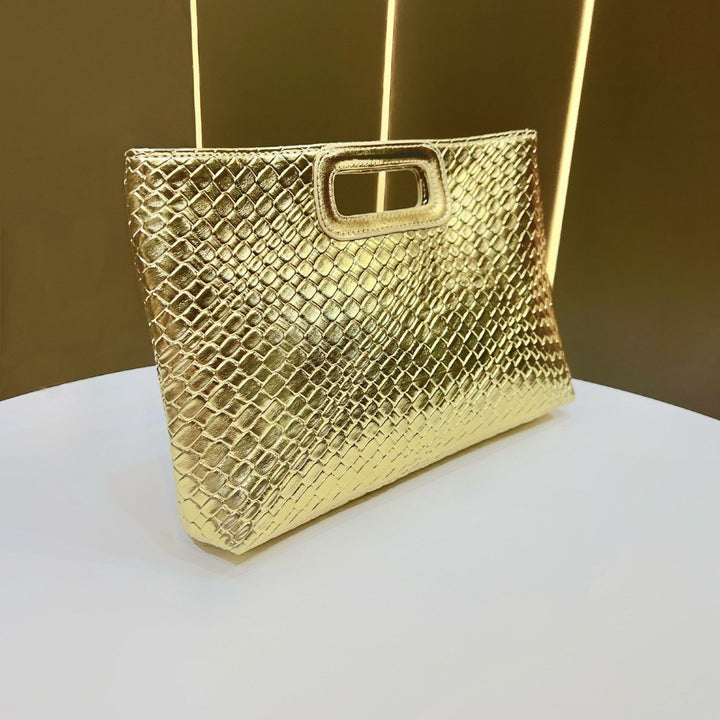 Strukturierte Metallic-Abend-Clutch