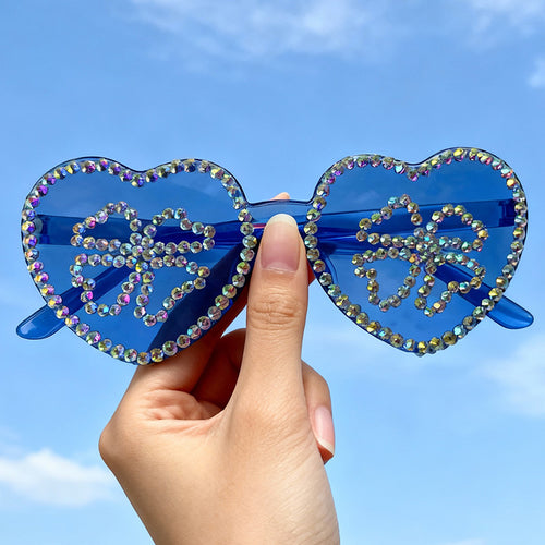Glamouröse herzförmige Strass-Sonnenbrille Karnz
