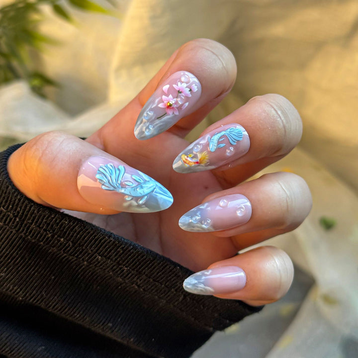Künstlerisches Blumen-Design Press-On Nagelset Karnz
