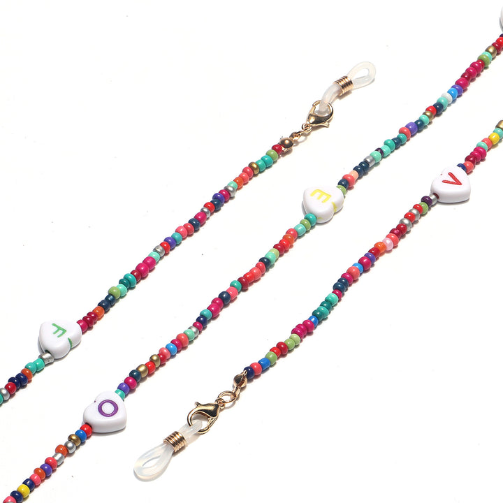 Bunte Perlen Brillen Kette Karnz