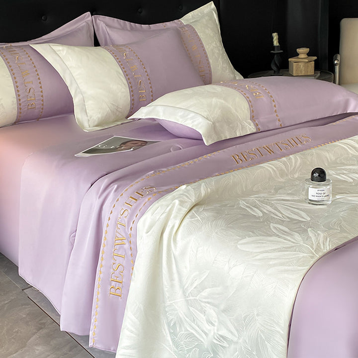 Satin Blumenmuster Bettwäsche Set