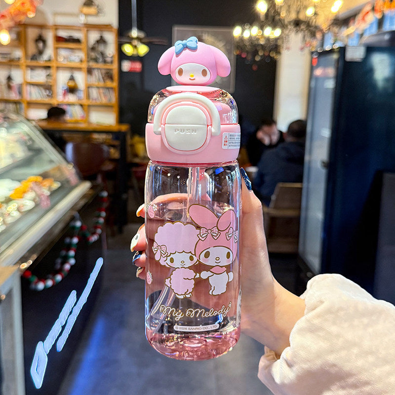 Damen Trinkflasche mit interaktivem Deckel und süßem Charakterdesign Karnz