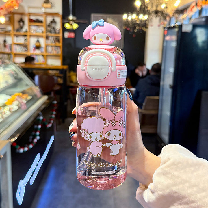 Damen Trinkflasche mit interaktivem Deckel und süßem Charakterdesign Karnz