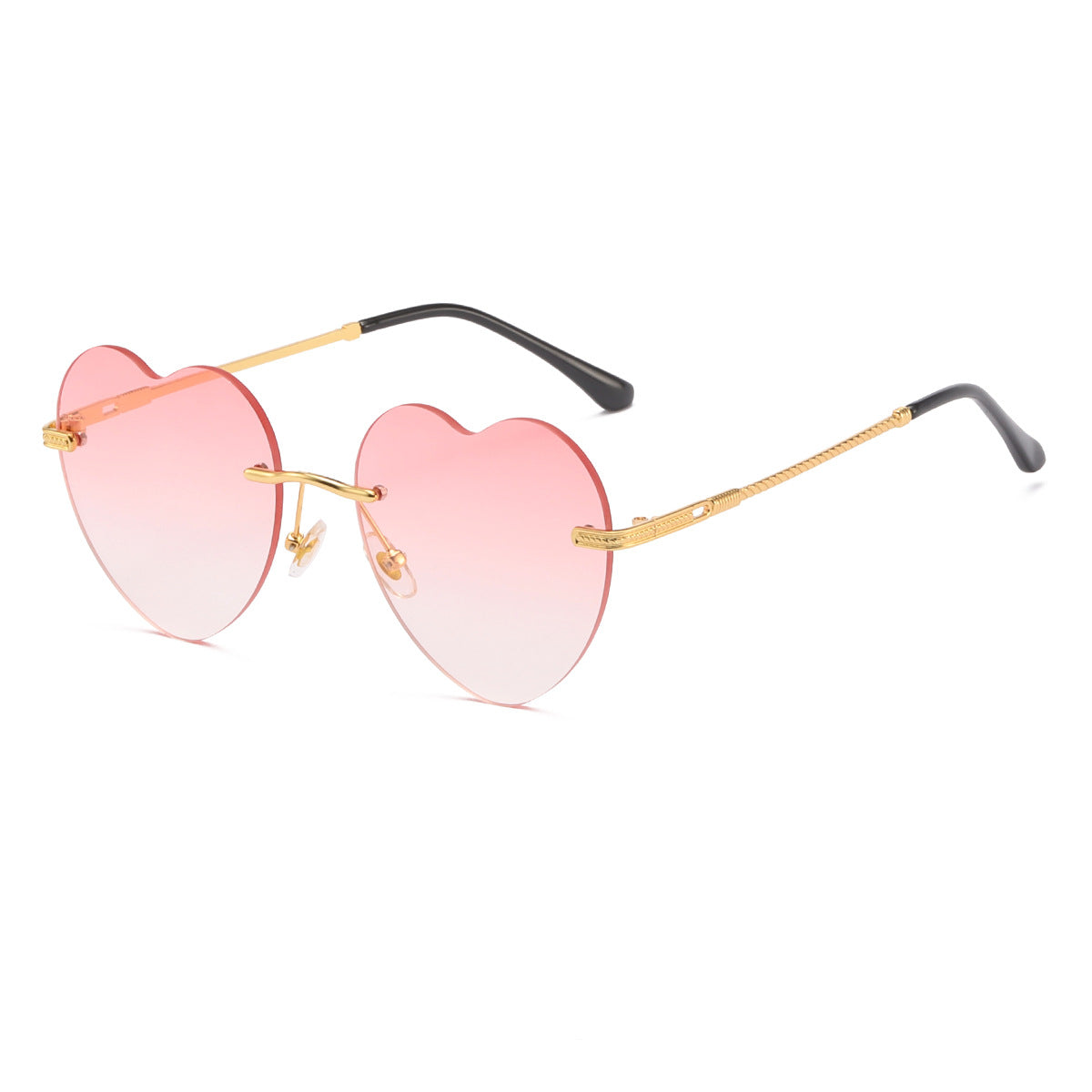 Damen Herzförmige Sonnenbrille mit verspiegelten Gläsern und goldenem Rahmen Karnz