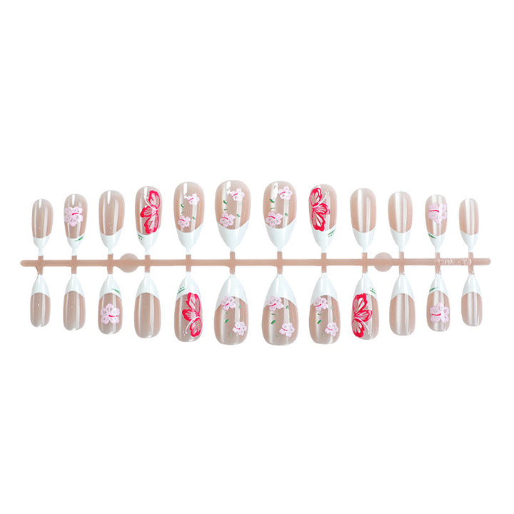 Blumen Französische Spitze Press-On Nagelkunst Set