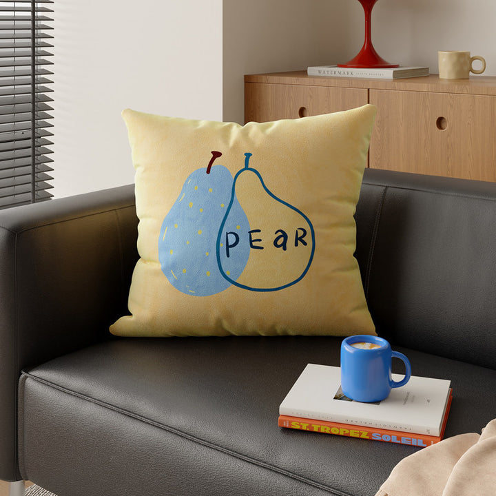 Square Decorative Throw Pillow Cover with Playful Tomato Illustration and Hidden Zipper