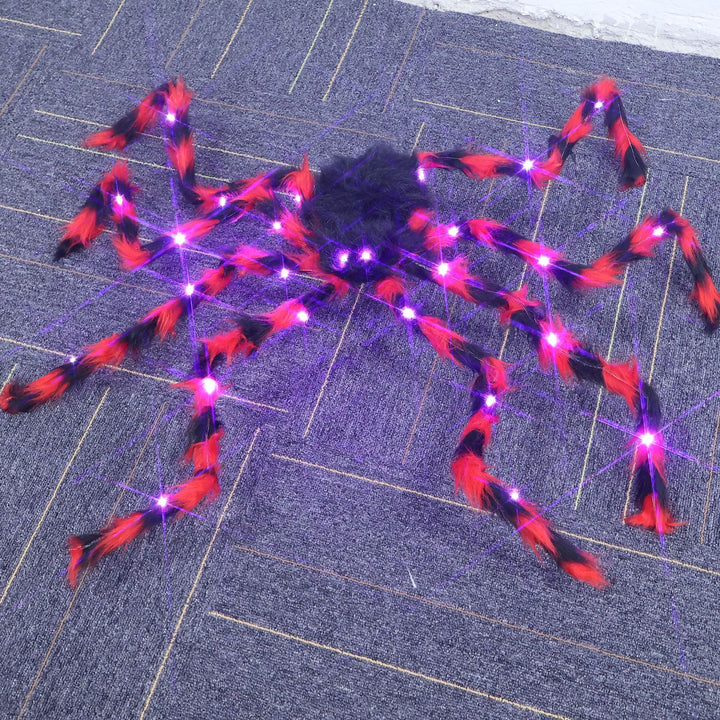 Gruselige Halloween Spinnen Dekoration mit LED-Beleuchtung