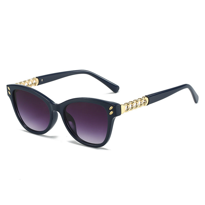 Damen modische Cat-Eye Sonnenbrille mit luxuriösen Kettenakzenten Karnz