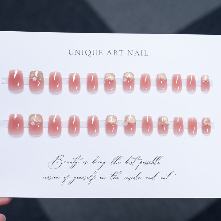 Floral-Accent Glossy Press-On Nägel